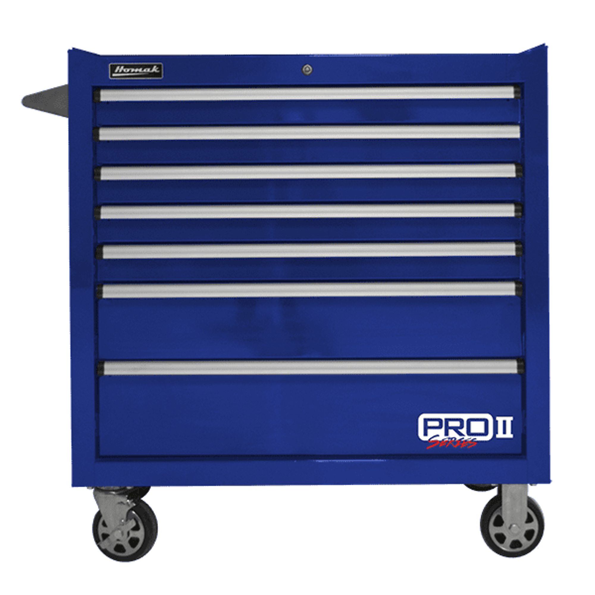 Homak, Pro 2, 36" 7 Drawer Roller Cabinet, Blue, Heavy-duty 19-gauge steel, Model #BL04036072